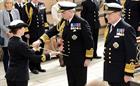 Admiral Sir Philip Jones (centre) takes over as First Sea Lord from Admiral Sir George Zambellas (ri