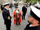 The Mayor and Capt inspect the honour guard