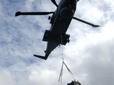 Merlin helicopter load lifting for 42 Cdo, Sierra Leone, 2006