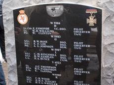 Close up of names on the memorial